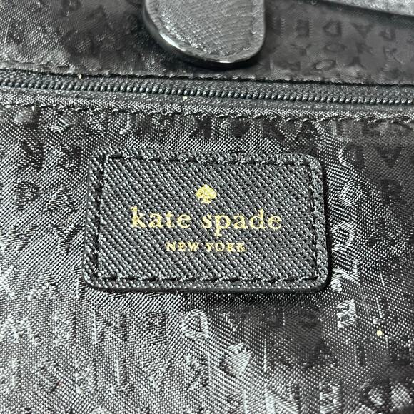 Kate Spade Large Top Handle Bag Black Leather Textured Lined Zip Button Closure - Picture 9 of 15